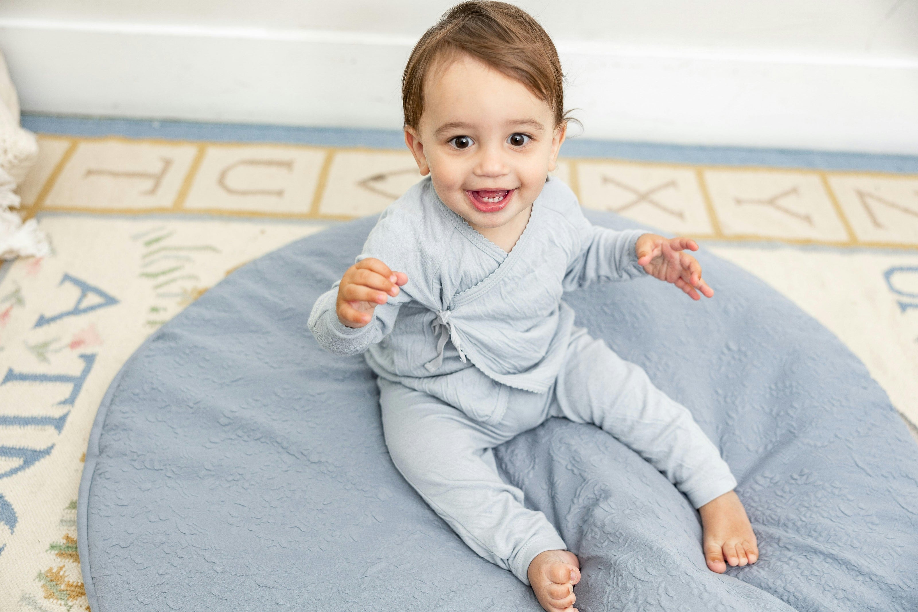 Crinkled Jersey Wrap 2Pc Set Blue