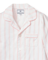 Kid's Twill Pajama Set in Pink and White Stripe