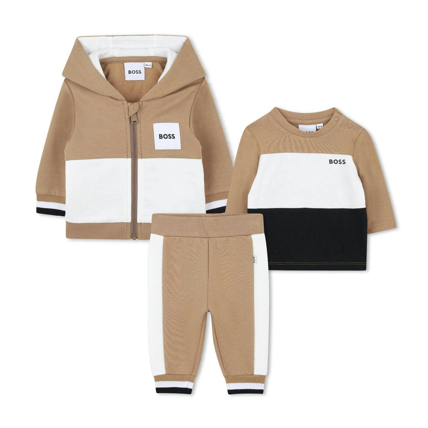 Baby Boys Beige Logo Tracksuit Set