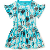 Tie Waist Short Flutter Sleeve Dress, Blue