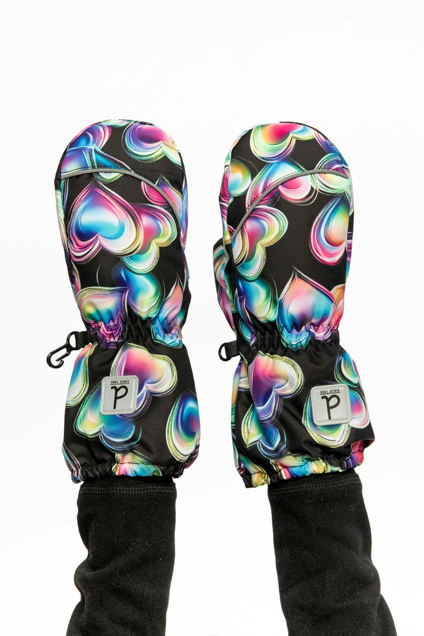 Play Winter Mittens Black Heart Print