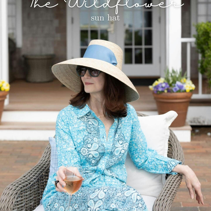 Mommy & Me Sun Hat Set - Wildflower & Palmetto - French Blue Grosgrain Ribbon