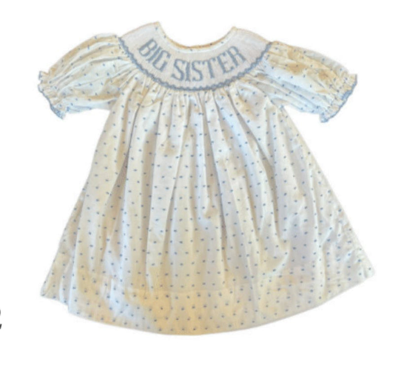 Big Sister Dress - Blue Swiss Dot (IMMEDIATE SHIP)