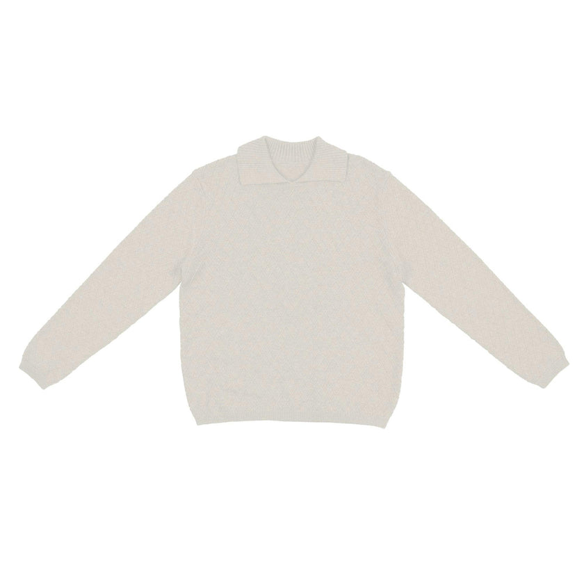 Argyle Fine Knit Collared Rounded V-Neck Sweater