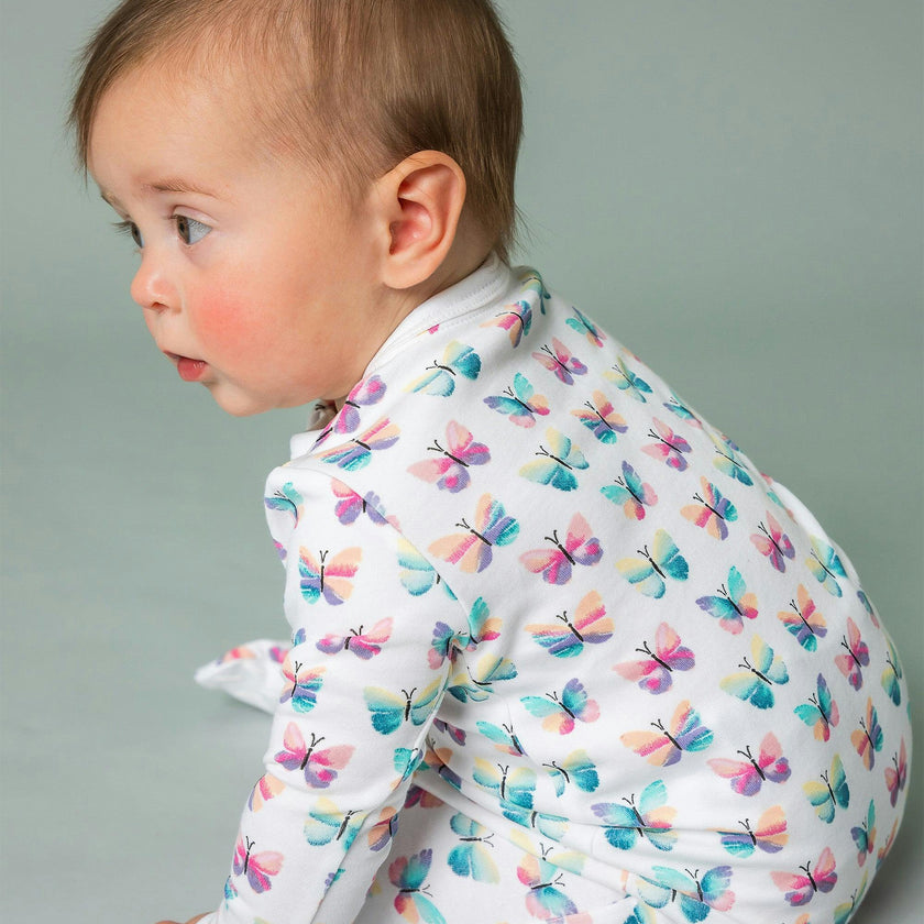 The Organic Zipper Footie [Butterflies]
