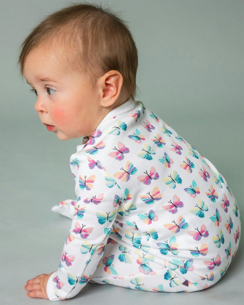 The Organic Zipper Footie [Butterflies]