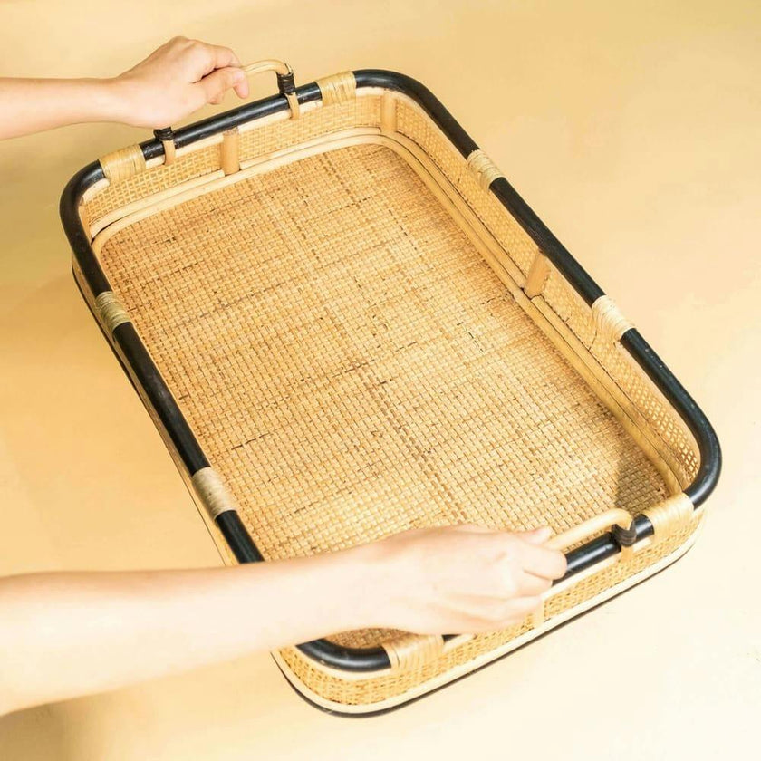 Handcrafted - Coco Serving Tray - Rattan Wicker