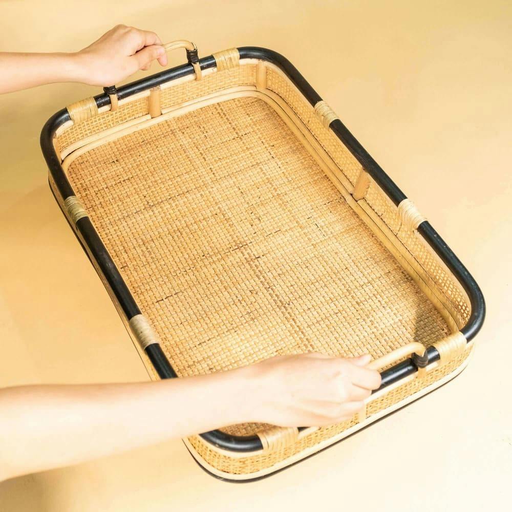 Handcrafted - Coco Serving Tray - Rattan Wicker