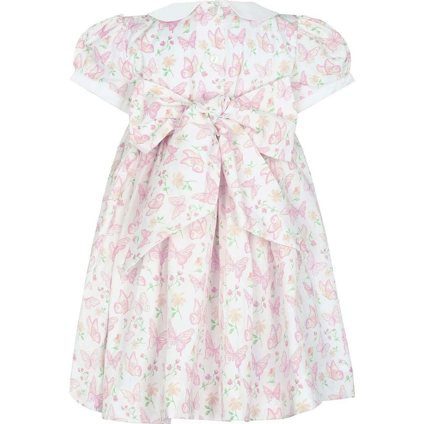 Butterflies Print Smocked Dress