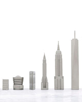 Chess Set Stainless Steel NEW YORK vs SAN FRANCISCO with B/W Hatch Board