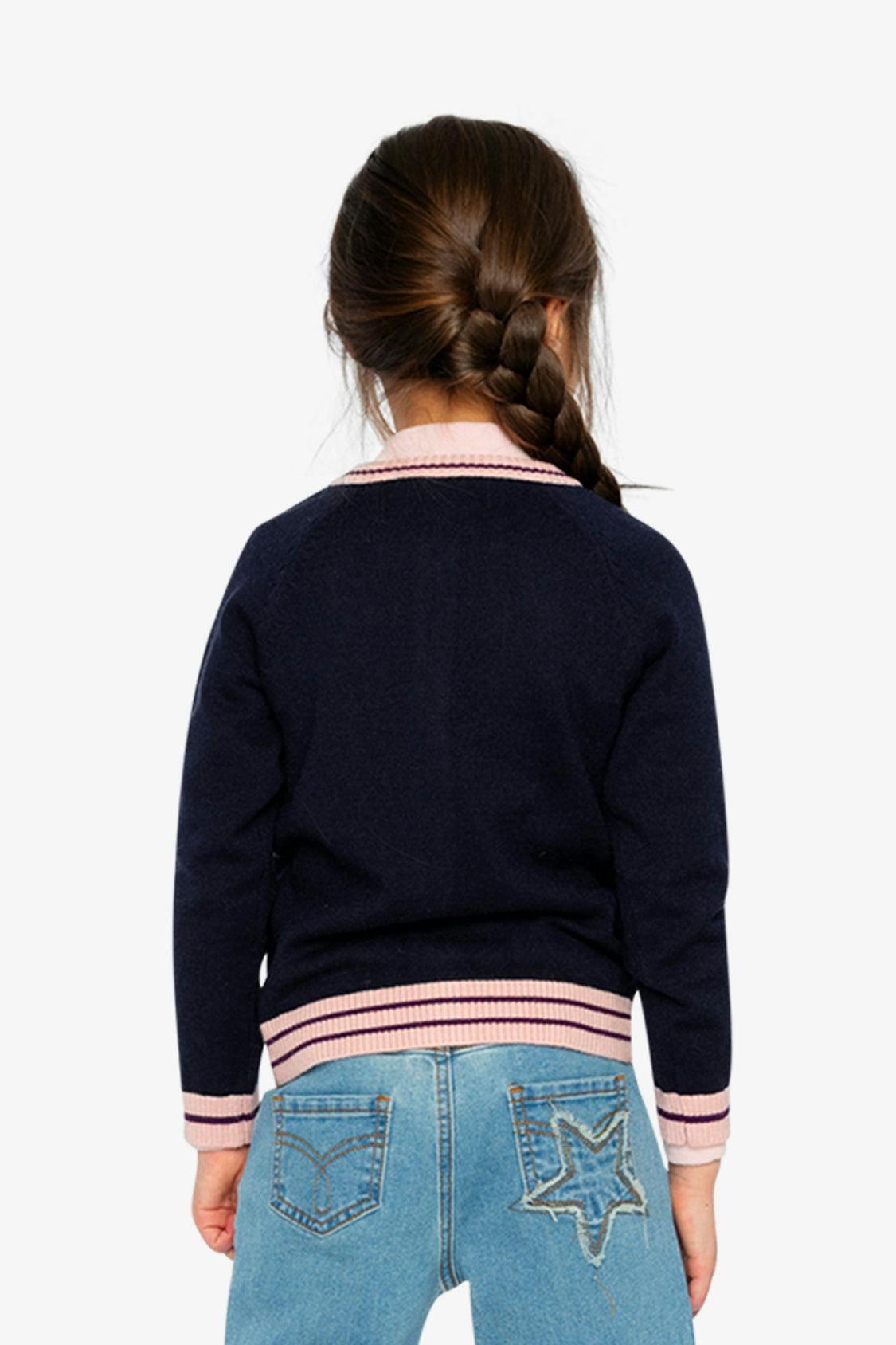 Knitted Cardigan Royal Blue And Pink