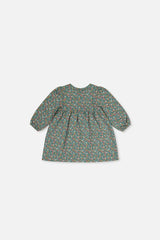 Baby Organic Cotton Printed Dress Green Floral Print