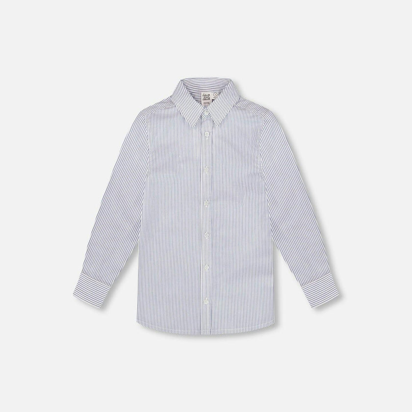 Long Sleeve Button Down Shirt Navy Blue Stripes