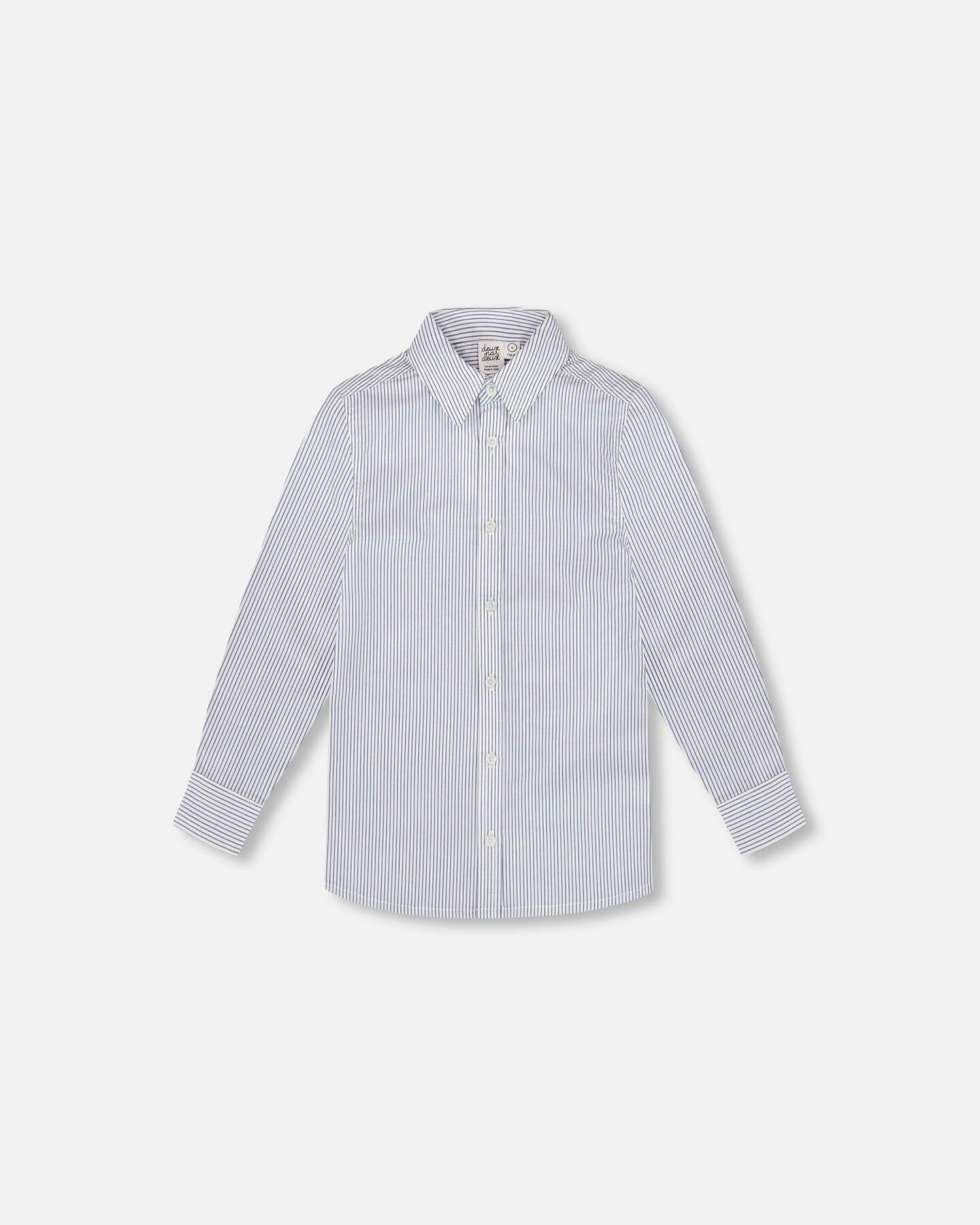 Long Sleeve Button Down Shirt Navy Blue Stripes