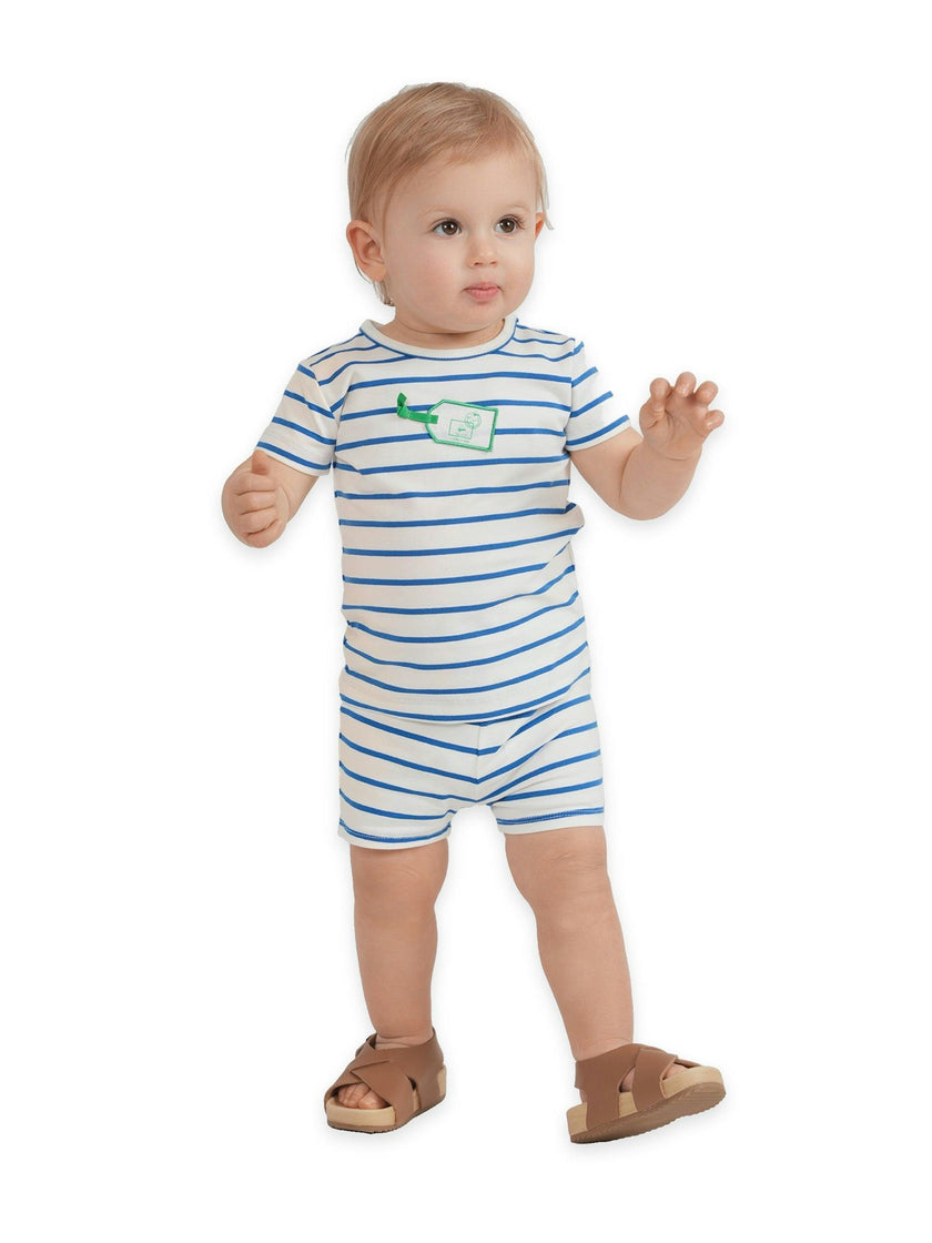 Striped Tag Applique Shorts Set