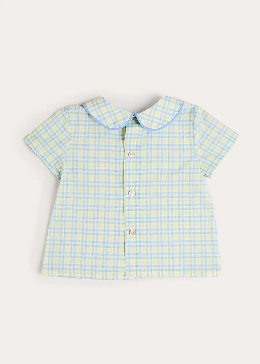 Pip Check Button Detail Short Sleeve Shirt in Green (12mths-5yrs)
