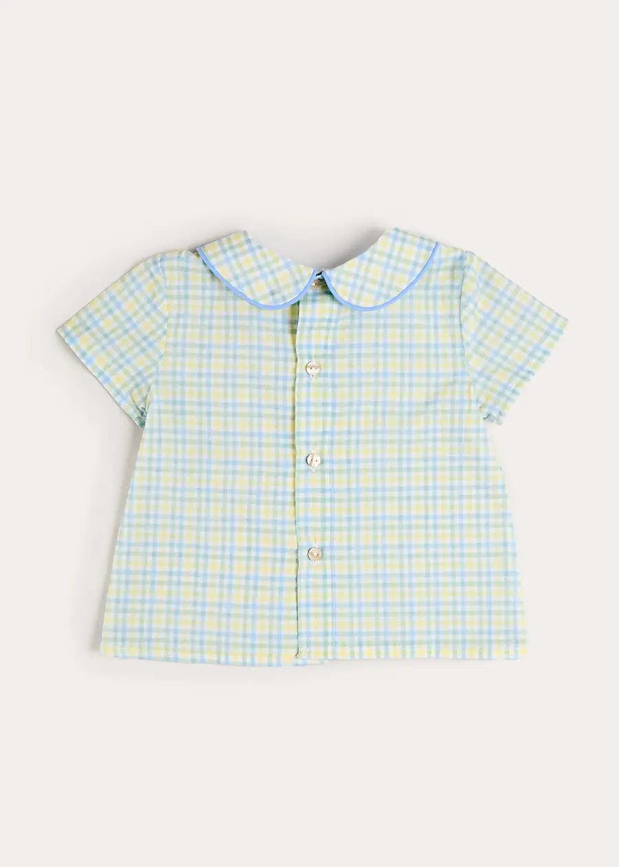 Pip Check Button Detail Short Sleeve Shirt in Green (12mths-5yrs)