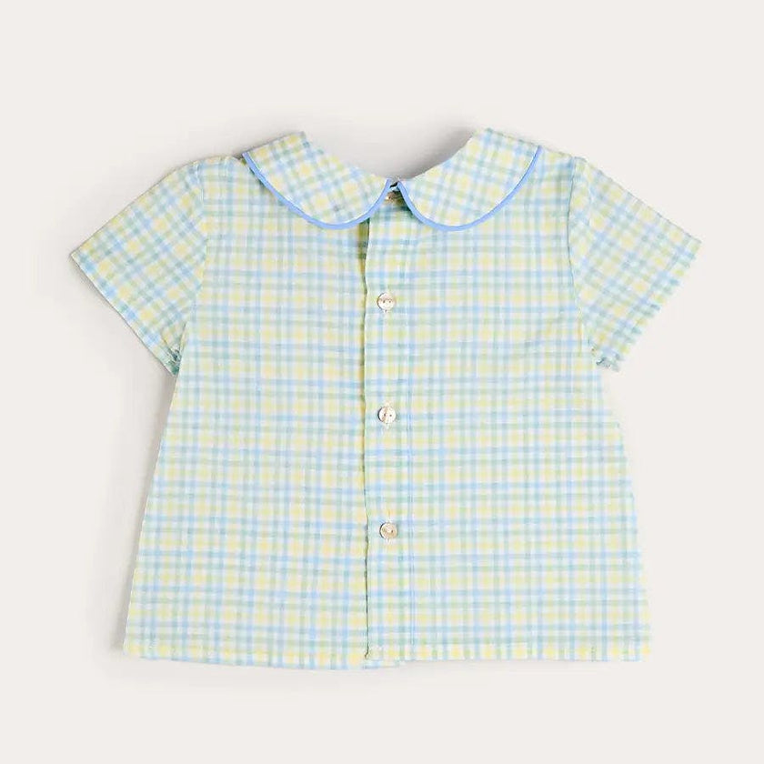 Pip Check Button Detail Short Sleeve Shirt in Green (12mths-5yrs)