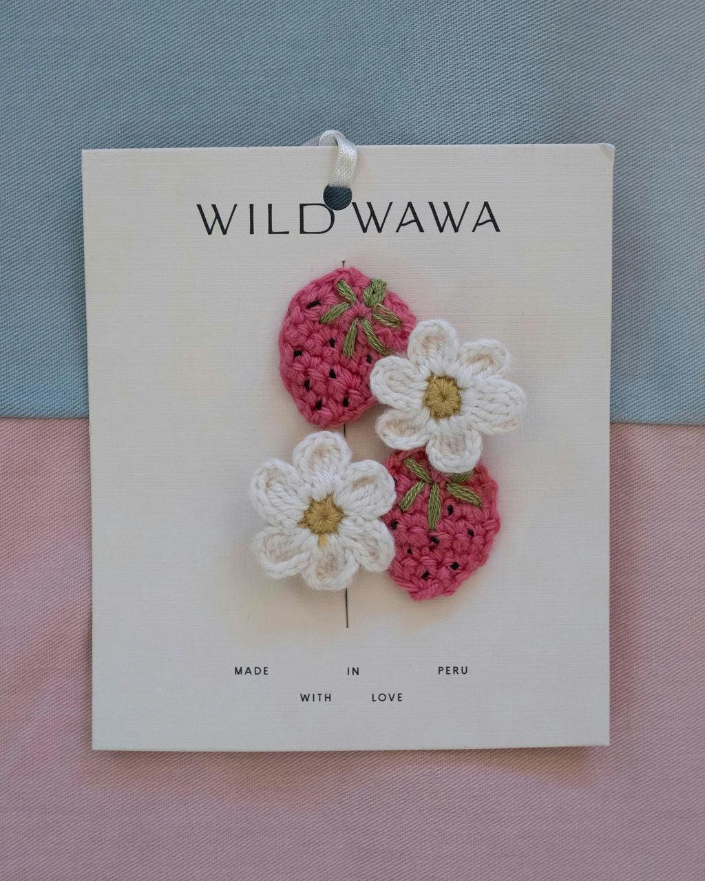 Crochet Clip Set in Strawberry Daisy