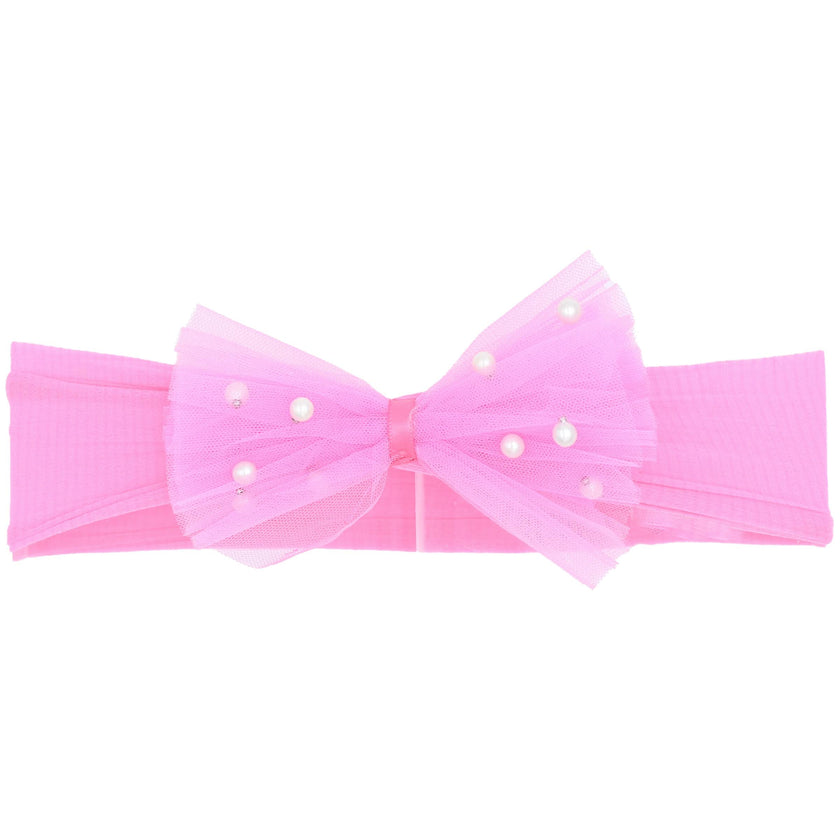 Multicolored Tulle Pearl Ribbon Headband