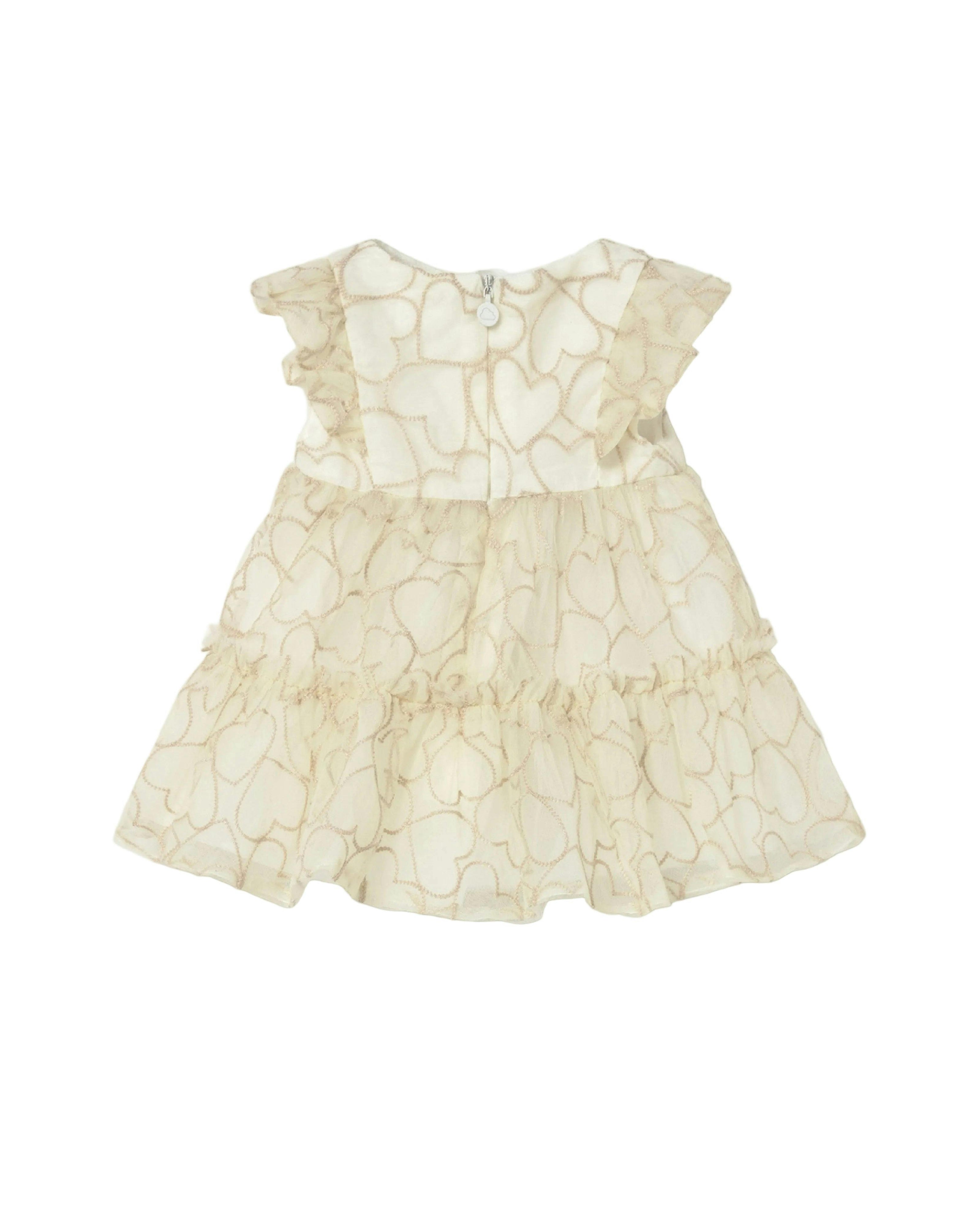 Beige Baby Dress With Heart Motif