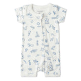 Organic Short Zip Romper - Coastal