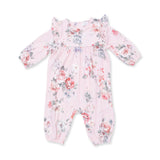 Painterly Rose Bouquets - Ruffle Sleeve Snap Romper