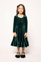 Mini Cypress Dress in Green Velvet