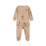 Mushroom Organic Cotton Ruffle Footed Romper