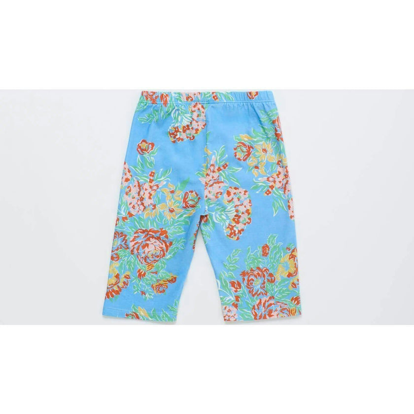 VINTAGE FLOWERS SHORT LEGGINGS LIGHT BLUE