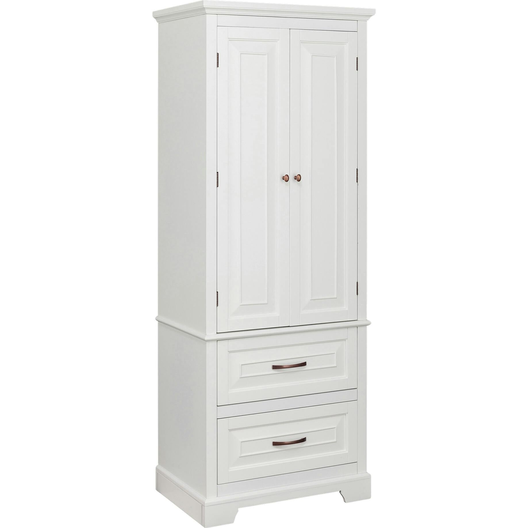 St. James Wooden Linen Tower Cabinet With 2 Drawers