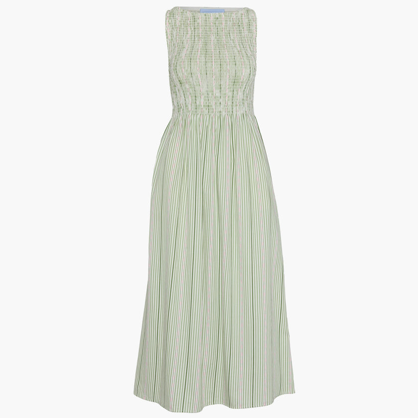 The Cosima Nap Dress - Green Jacquard Stripe