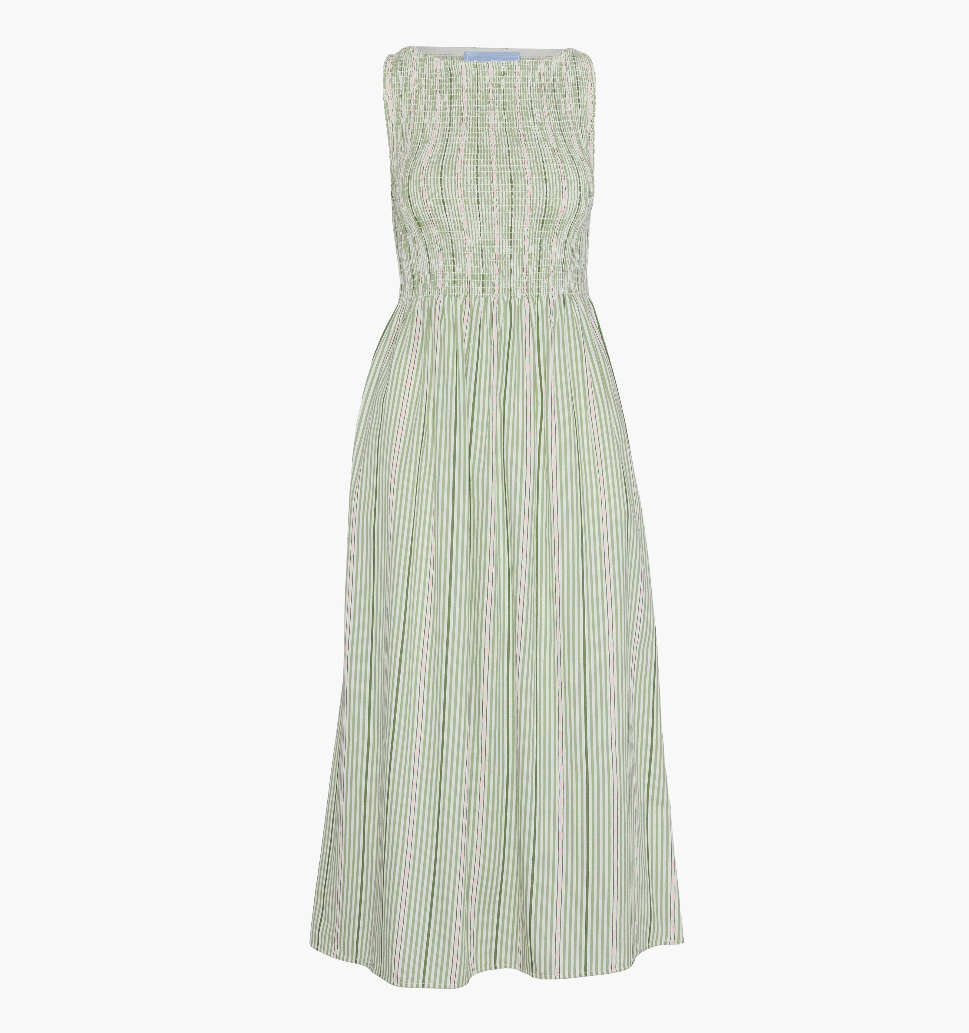 The Cosima Nap Dress - Green Jacquard Stripe