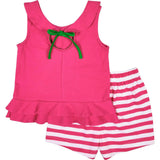 Knit Top With Flower And Short Set