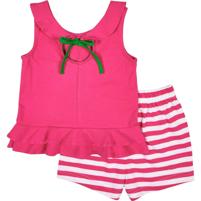 Knit Top With Flower And Short Set