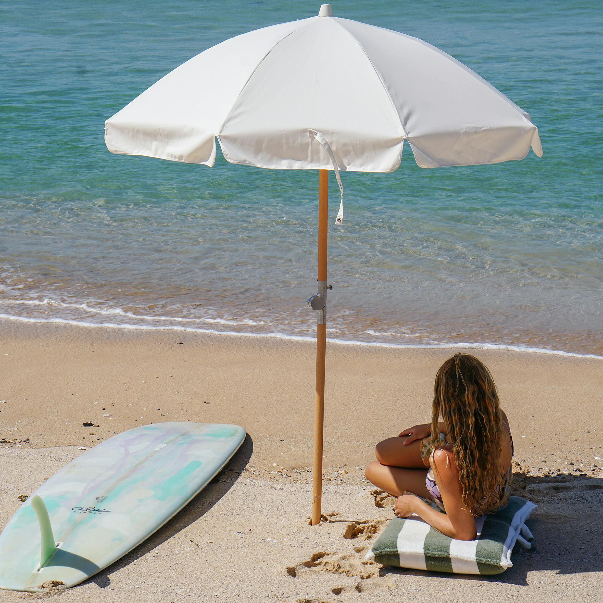 Luxe Beach Umbrella: Cream