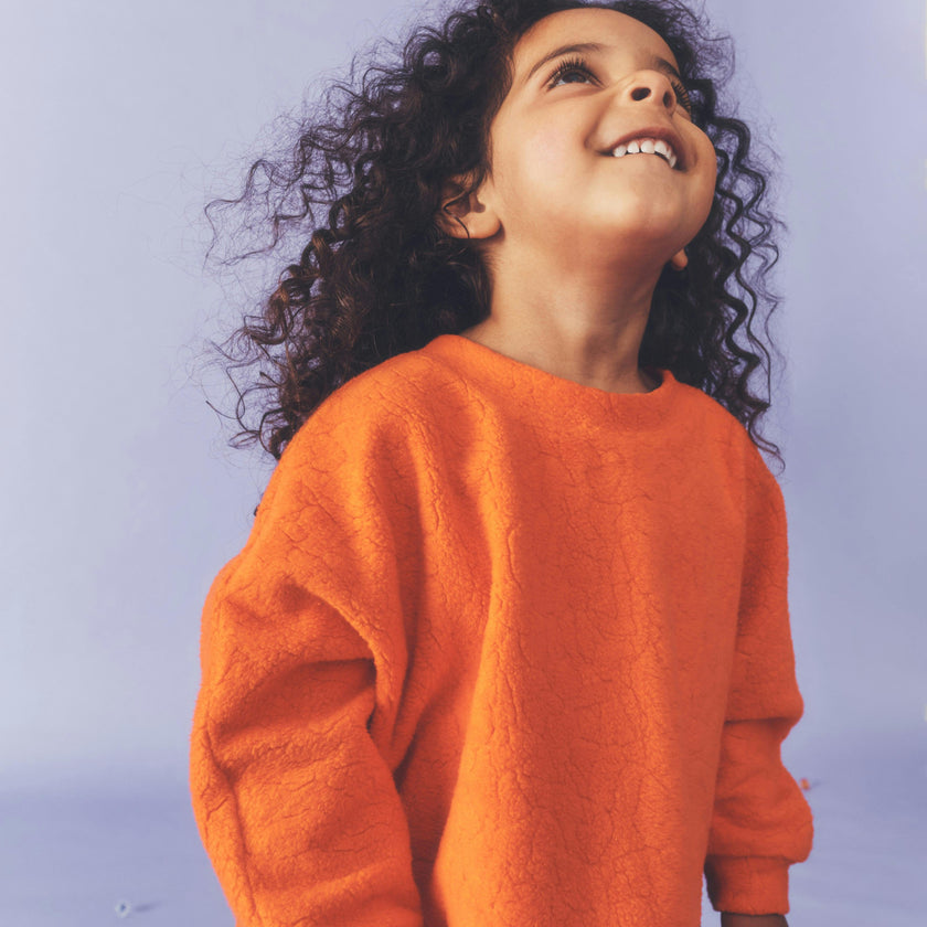 Kids Riverson Orange Teddy Sweatshirt
