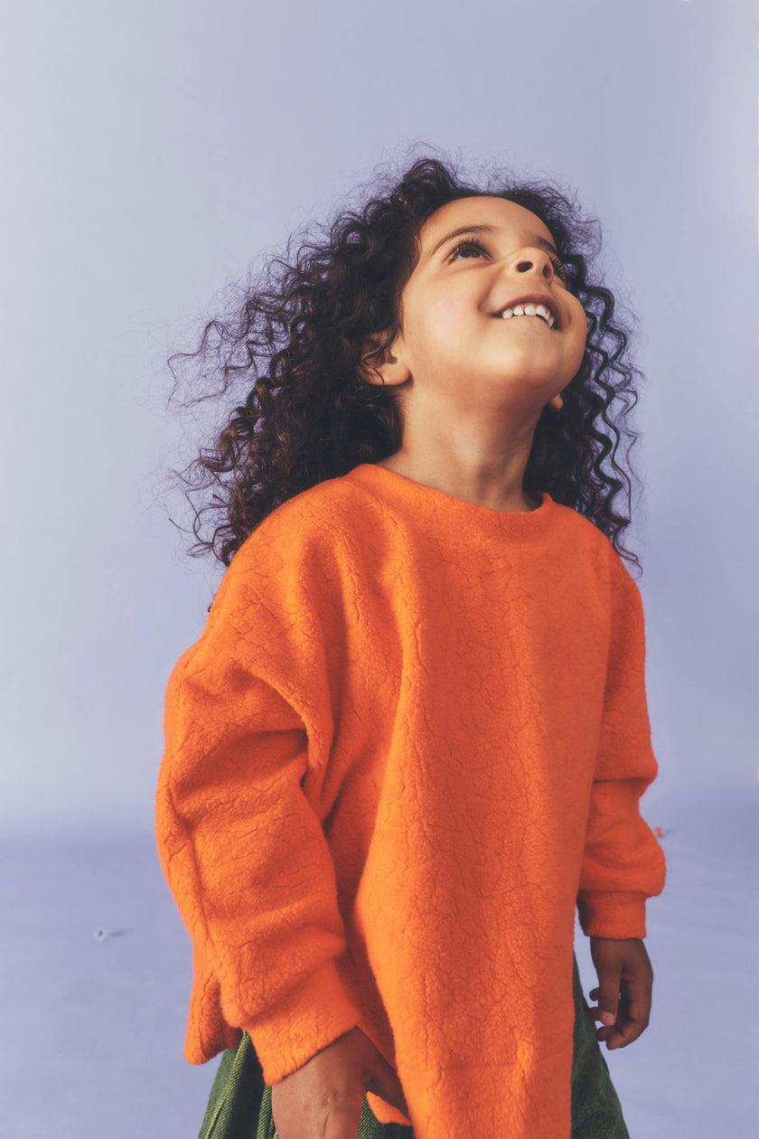 Kids Riverson Orange Teddy Sweatshirt