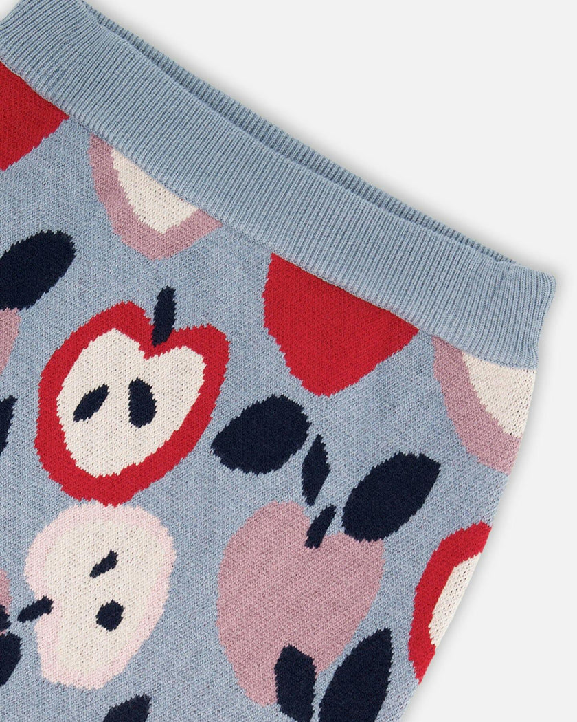 Knit Skirt with Apple Heart Jacquard