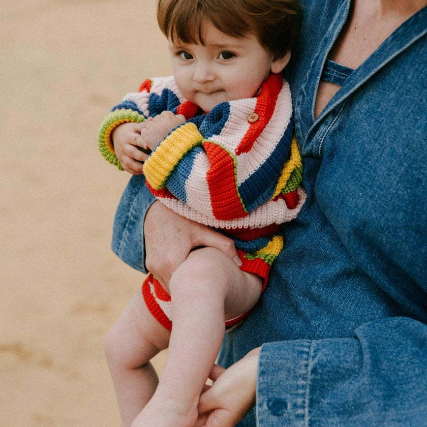 Canela Baby Jumper Tulip Red Multicolor Stripes