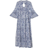 Block Printed Women's Dress - Blue Floral
