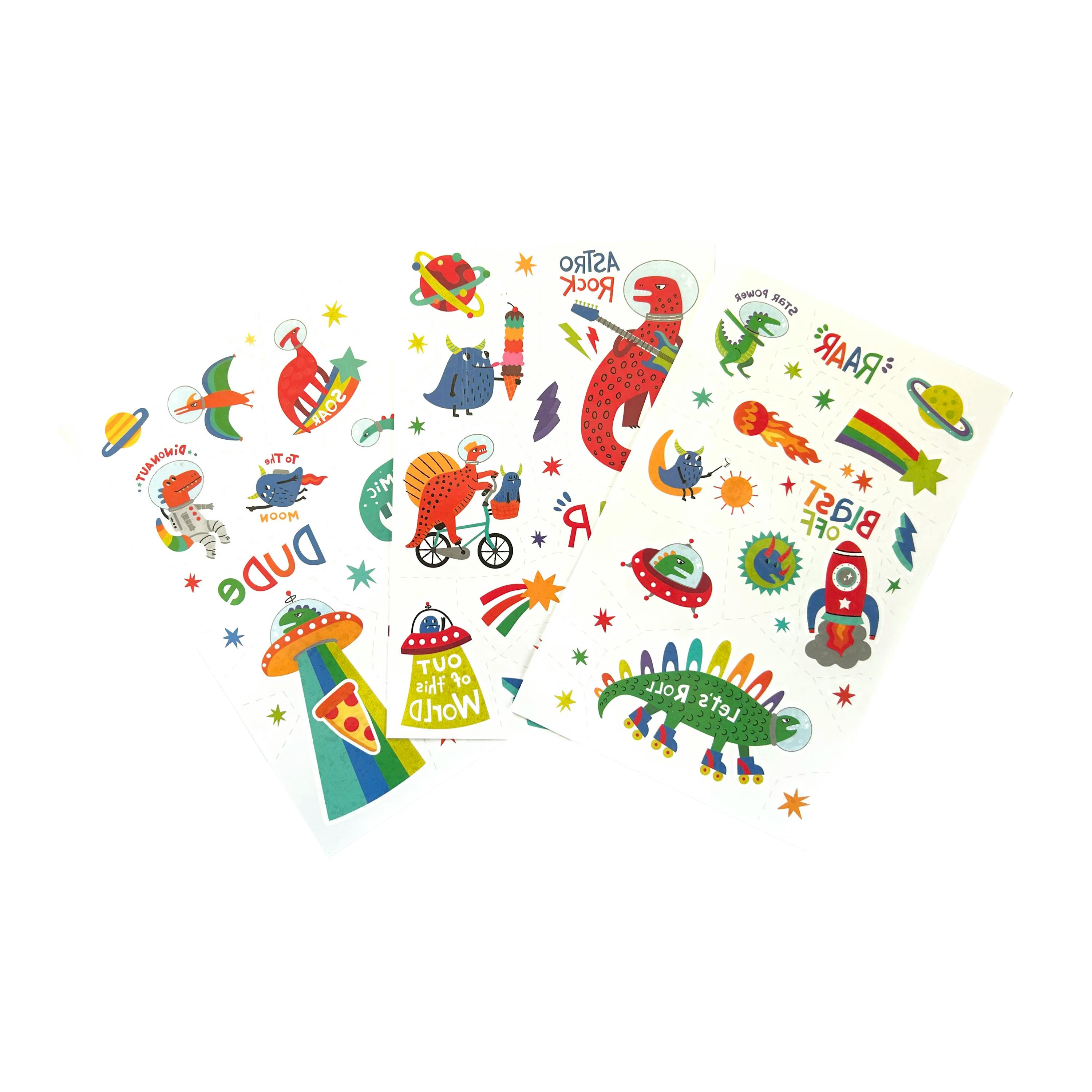 Tattoo-Palooza Glow in the Dark Temporary Tattoos - Zero Gravity Dinos - 3 Sheets