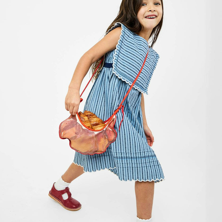 Clairette Dress, Navy Ladder Stripe