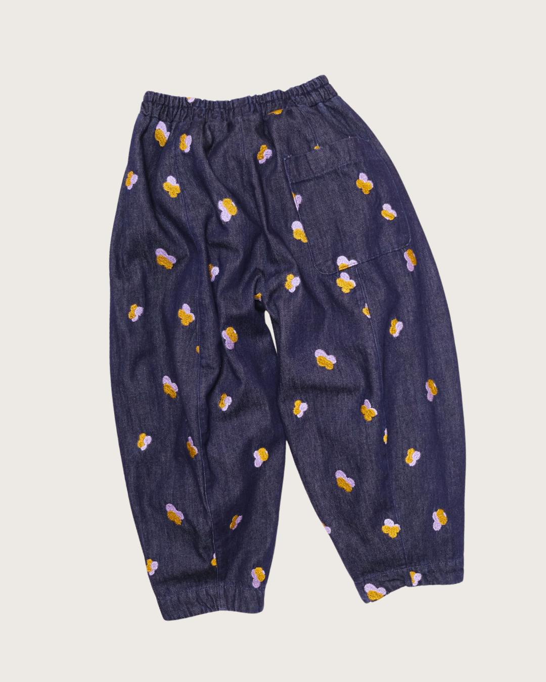 Kids Manu Embroidered Denim Barrel Jeans