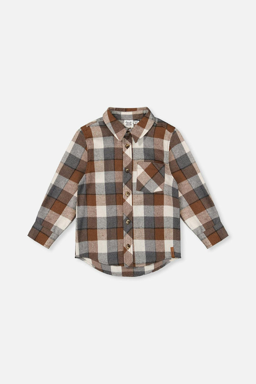 Flannel Shirt Grey And Beige Plaid