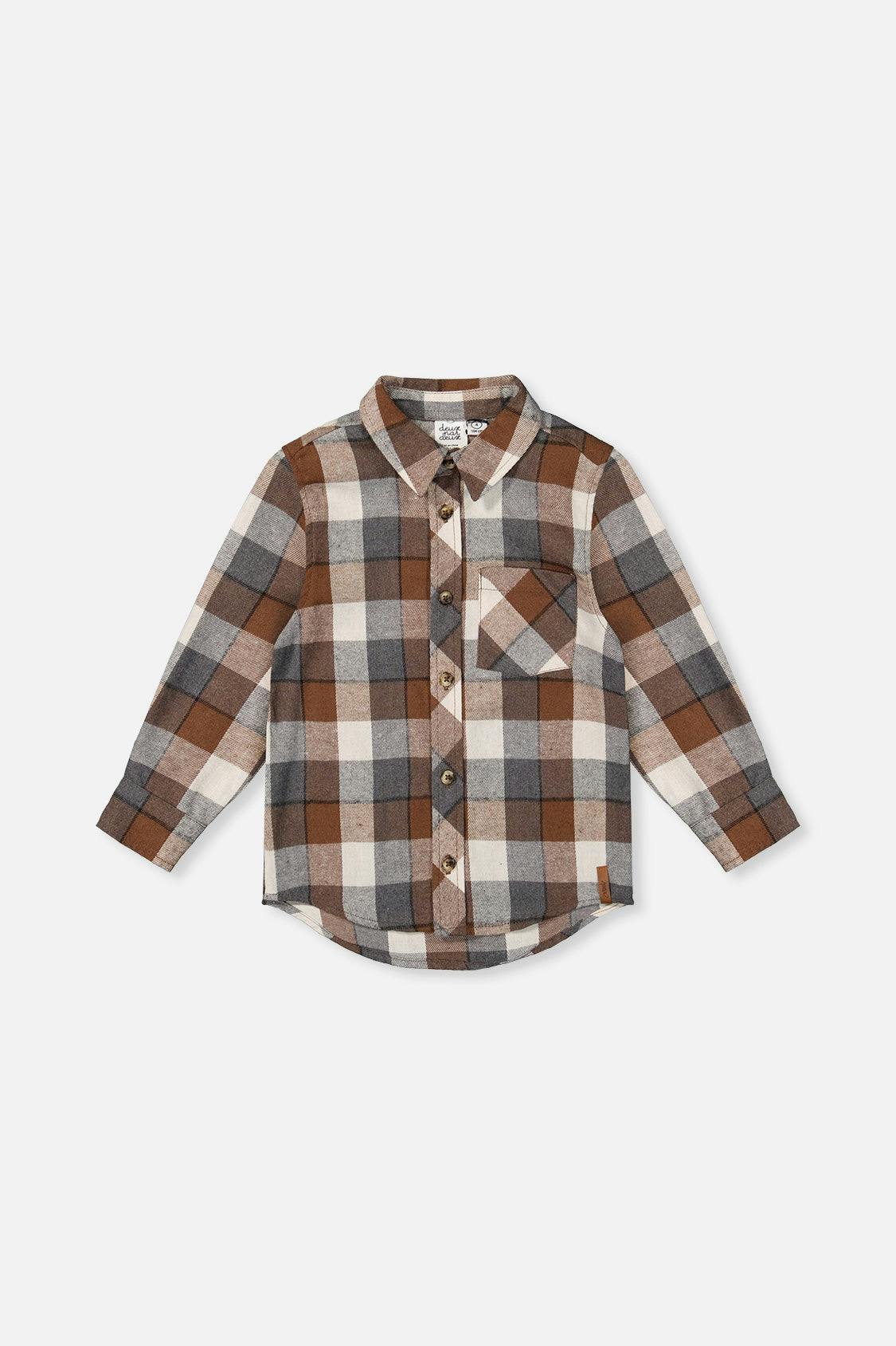 Flannel Shirt Grey And Beige Plaid