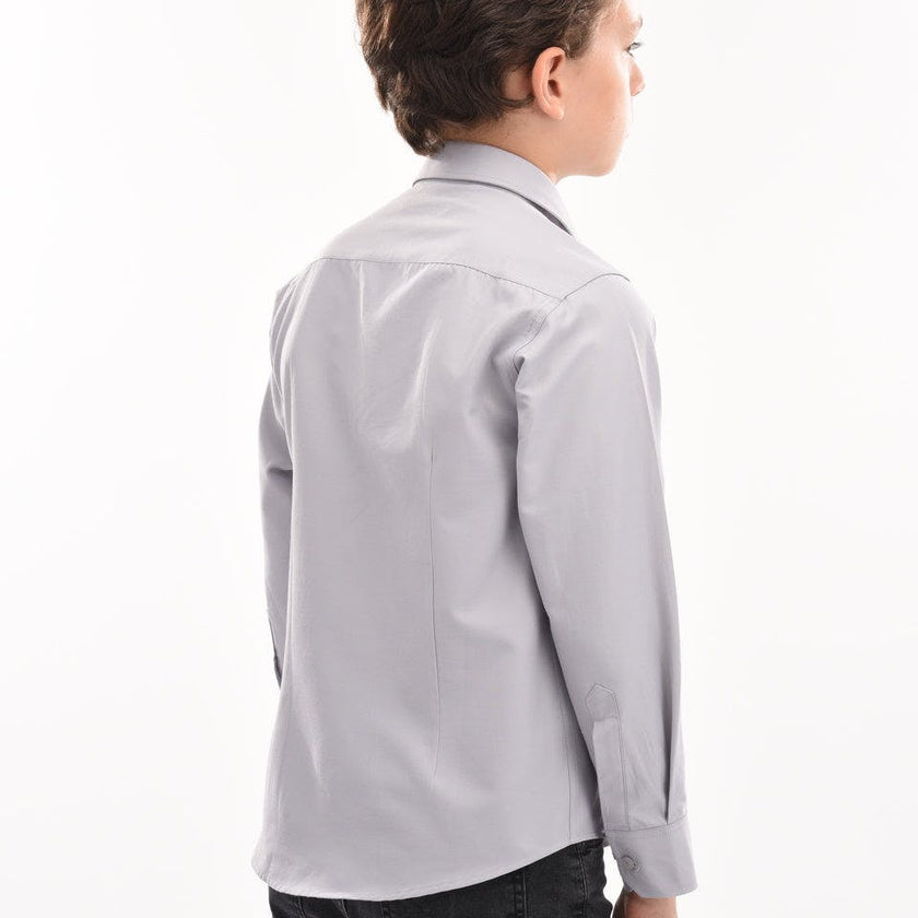 Gray Structured Button-Up Shirt