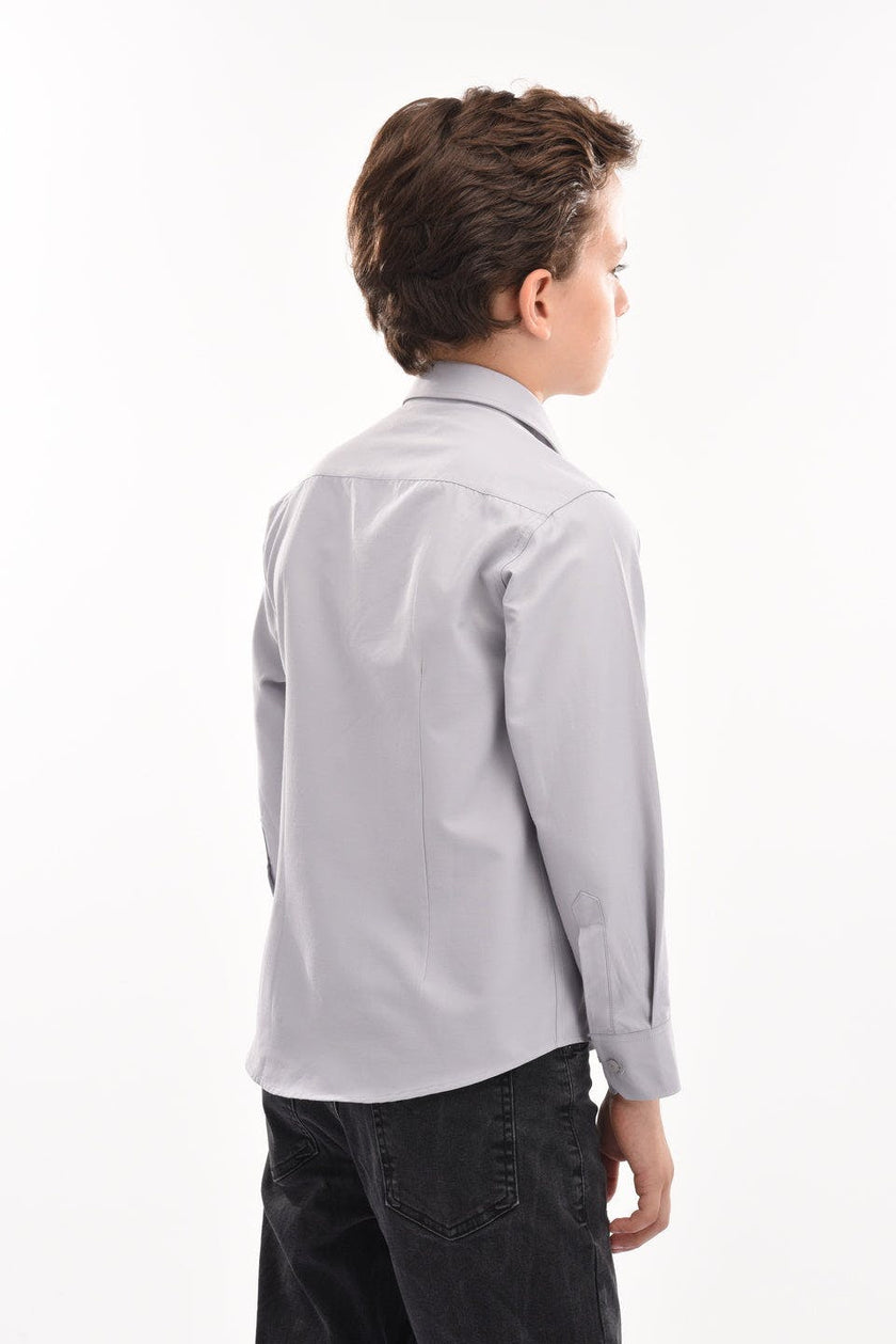 Gray Structured Button-Up Shirt