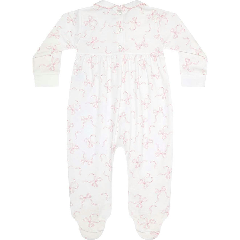 Charming Bows Print Smocked Footie