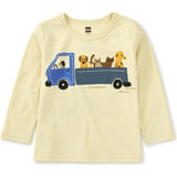 Babys Animal Truck Graphic Print Long Sleeve T-Shirt, Yellow